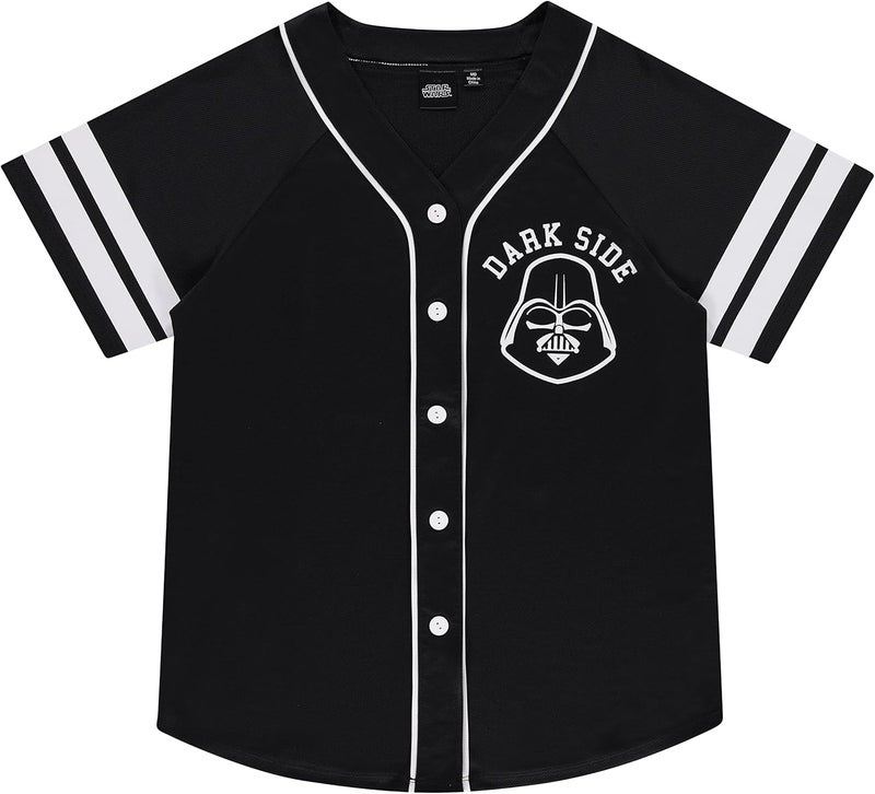 Starwars Ladies Baseball Jersey - Darth Vader, Luke Skywalker and Baby Yoda Mesh Button Down Baseball Jersey - Image 1